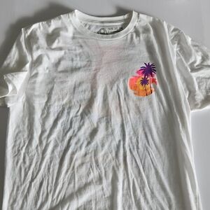 White Graphic Tee with Palm Tree Design